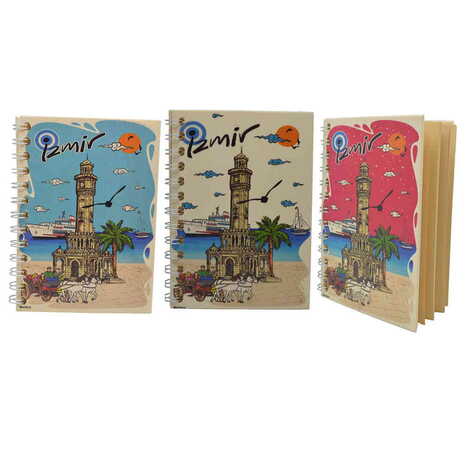 Toptan İzmir Temalı Ahşap Kapaklı Defter 120x170 mm - 4