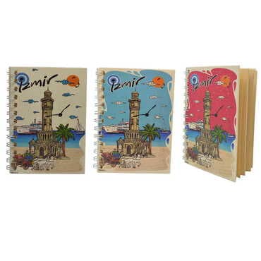 Toptan İzmir Temalı Ahşap Kapaklı Defter 90x140 mm - 4
