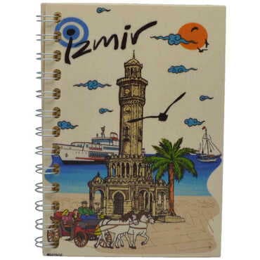 Toptan İzmir Temalı Ahşap Kapaklı Defter 90x140 mm - 5