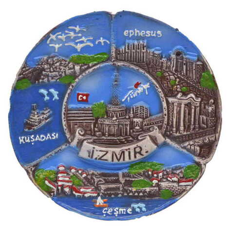 Toptan İzmir Temalı Alçı Yöresel Tabak 15 cm - 1