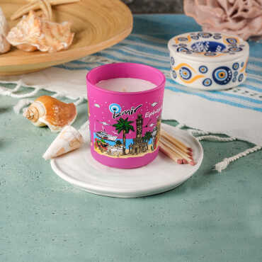 İzmir Themed Glass Candle Holder - 7
