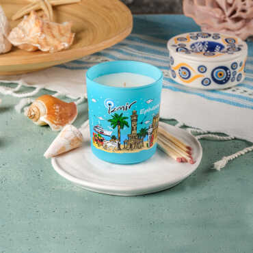 İzmir Themed Glass Candle Holder - 2