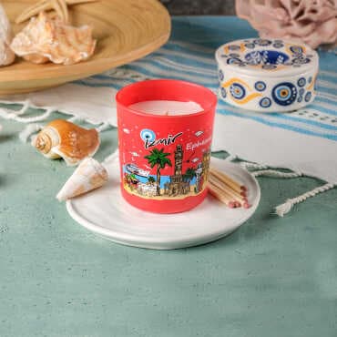 İzmir Themed Glass Candle Holder - 3