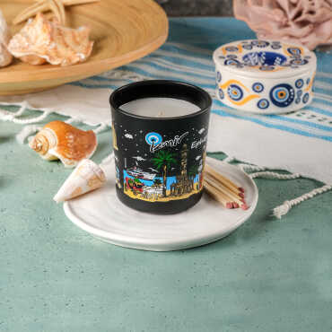 İzmir Themed Glass Candle Holder - 5