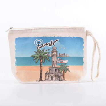 Izmir Themed Digital Printed Kanvas Purse 14,5x20 cm - 01