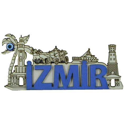 Toptan İzmir Temalı Myros Ahşap Magnet - 14