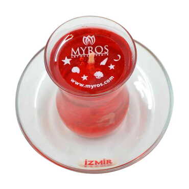 Toptan İzmir Temalı Myros Çay Bardağı Şeffaf Mum - 3