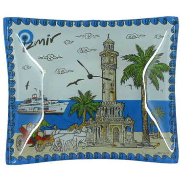 Myros - Toptan İzmir Temalı Myros Dekoratif Cam Çerezlik 12X14 cm