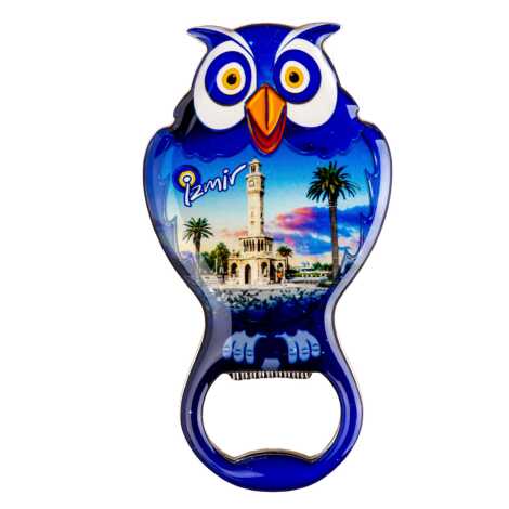 İzmir Temalı Myros Metal Baykuş Açacak Magnet 88x47 mm - 2