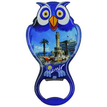 Myros - Toptan İzmir Temalı Myros Metal Baykuş Açacak Magnet 88x47 mm