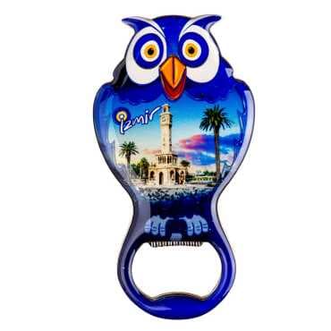 İzmir Temalı Myros Metal Baykuş Açacak Magnet 88x47 mm - 2