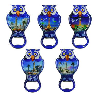 İzmir Temalı Myros Metal Baykuş Açacak Magnet 88x47 mm - 5