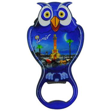 İzmir Temalı Myros Metal Baykuş Açacak Magnet 88x47 mm - 6