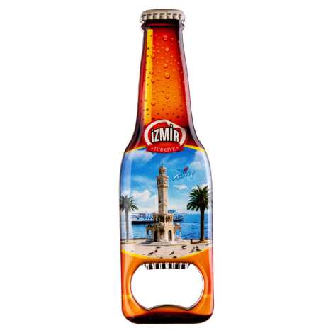 İzmir Temalı Myros Metal Bira Şişesi Açacak Magnet 130x39 mm - 1