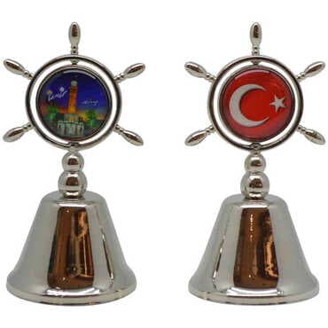 Izmir Themed Collectible Souvenir Double Face Metal Spinner Rudder Bell 44x92 mm - 2