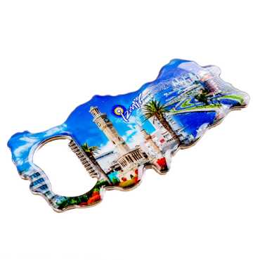 Izmir Themed Map Shaped Metal Magnetic Bottle Opener 100x45 mm - 4