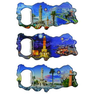 Izmir Themed Map Shaped Metal Magnetic Bottle Opener 100x45 mm - 3