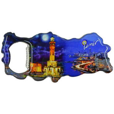 Izmir Themed Map Shaped Metal Magnetic Bottle Opener 100x45 mm - 6