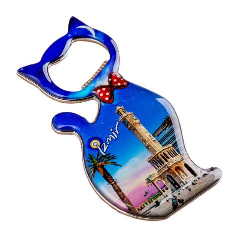 İzmir Temalı Myros Metal Kedi Açacak Magnet 97x48 mm - 4