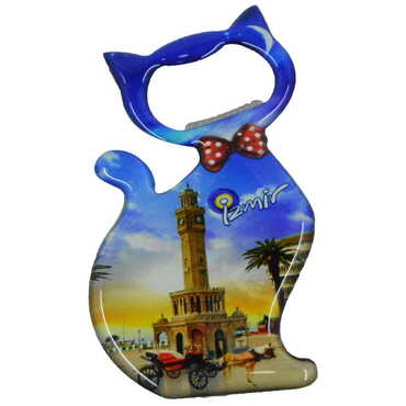 Izmir Themed Cat Shaped Metal Magnetic Bottle Opener 97x48 mm - 8