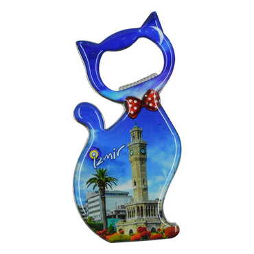 Izmir Themed Cat Shaped Metal Magnetic Bottle Opener 97x48 mm - 10
