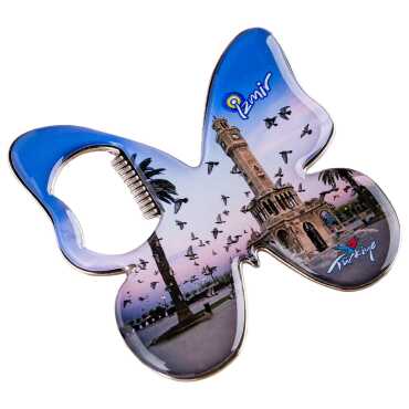 İzmir Temalı Myros Metal Kelebek Açacak Magnet 70x70 mm - 2