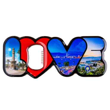 İzmir Temalı Myros Metal Love Açacak Magnet 114x47 mm - 1