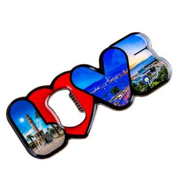 İzmir Temalı Myros Metal Love Açacak Magnet 114x47 mm - 2