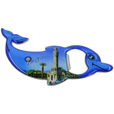 Izmir Themed Dolphin Shaped Metal Magnetic Bottle Opener 102x67 mm - 6