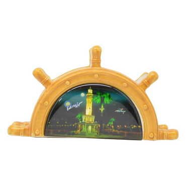 Izmir Themed Anchor Shaped Ceramic Napkin Holder - 6