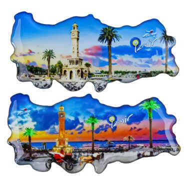 İzmir Themed Myros Turkey Map Refrigerator Magnet - 2