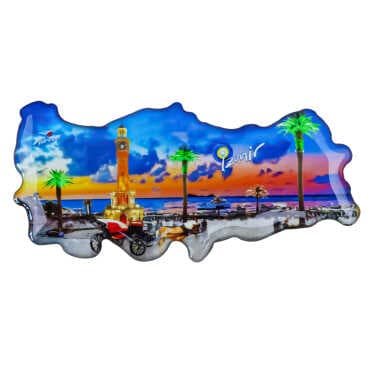 İzmir Themed Myros Turkey Map Refrigerator Magnet - 3