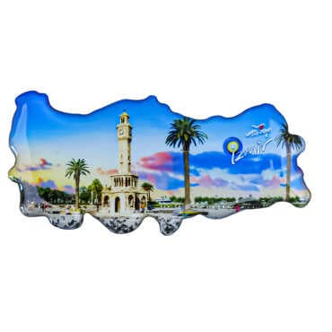 İzmir Themed Myros Turkey Map Refrigerator Magnet - 4