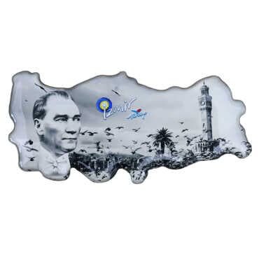 İzmir Themed Myros Turkey Map Refrigerator Magnet - 5