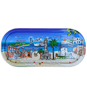 İzmir Temalı Oval Tepsi (35X16 Cm)