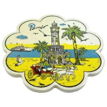 Izmir Themed Turkish Ceramic Custom Themed Daisy Trivet 182 mm - Standart - 2