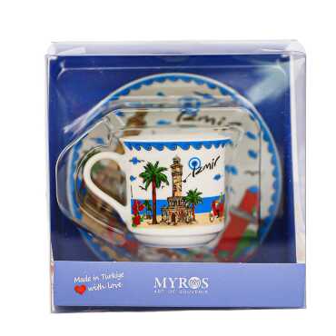 İzmir Themed Single Porcelain Coffee Cup - 5