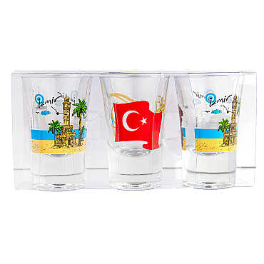 İzmir Temalı Üçlü Shot Bardak - Myros