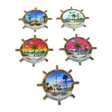 Toptan İzmir Temalı Uv Baskılı Dümen Şekilli Magnet 82x82 mm - 4