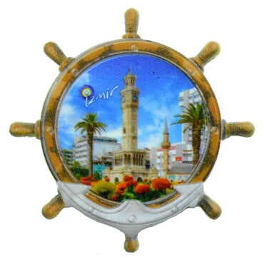Toptan İzmir Temalı Uv Baskılı Dümen Şekilli Magnet 82x82 mm