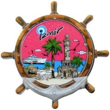 Toptan İzmir Temalı Uv Baskılı Dümen Şekilli Magnet 82x82 mm - 5