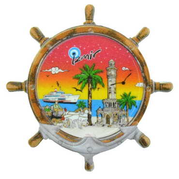 Toptan İzmir Temalı Uv Baskılı Dümen Şekilli Magnet 82x82 mm - 6