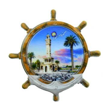 Toptan İzmir Temalı Uv Baskılı Dümen Şekilli Magnet 82x82 mm - 8