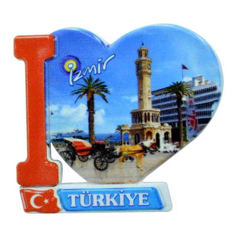 Toptan İzmir Temalı Uv Baskılı Kalp Şekilli Magnet 86x62 mm - 9