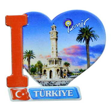 Toptan İzmir Temalı Uv Baskılı Kalp Şekilli Magnet 86x62 mm - 10