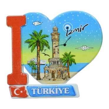Toptan İzmir Temalı Uv Baskılı Kalp Şekilli Magnet 86x62 mm - 6