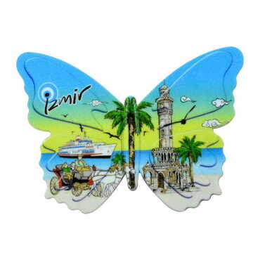 Toptan İzmir Temalı Uv Baskılı Kelebek Şekilli Magnet 80x58 mm - 6