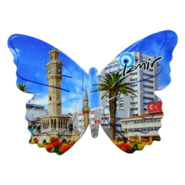 Izmir Themed Customised UV Printed Plastic Base Butterfly Shaped Fridge Magnet 80x58 mm - 7