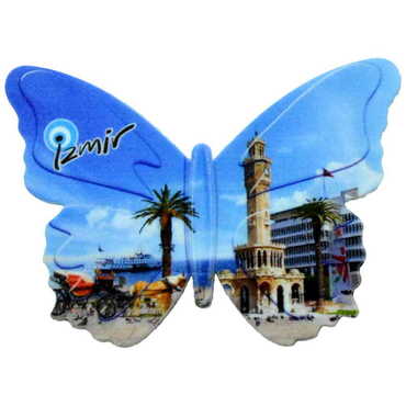 Izmir Themed Customised UV Printed Plastic Base Butterfly Shaped Fridge Magnet 80x58 mm - 10