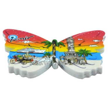 Izmir Themed Customised UV Printed Plastic Base Butterfly Shaped Fridge Magnet 80x58 mm - 2